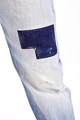 Dsquared2 Faded Blue Patched and Distressed Jeany